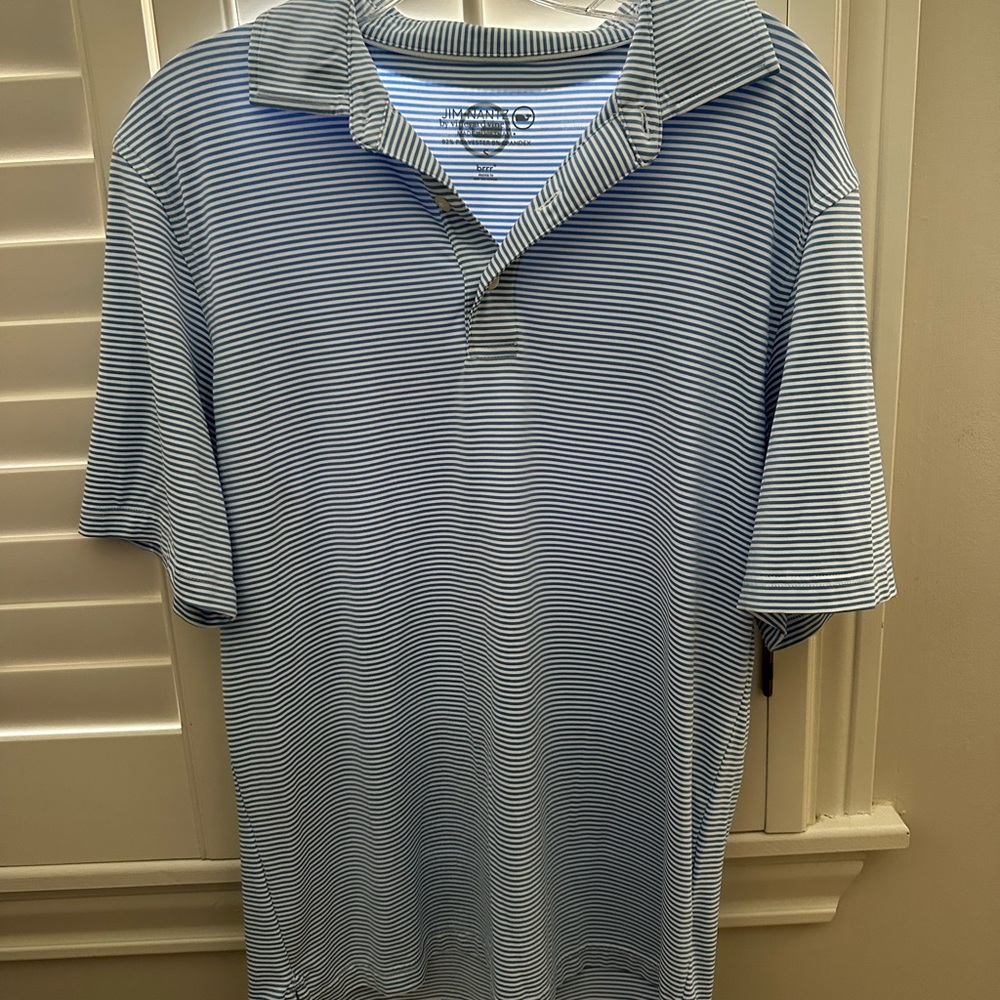 Vineyard Vines Light Blue and White Striped Polo